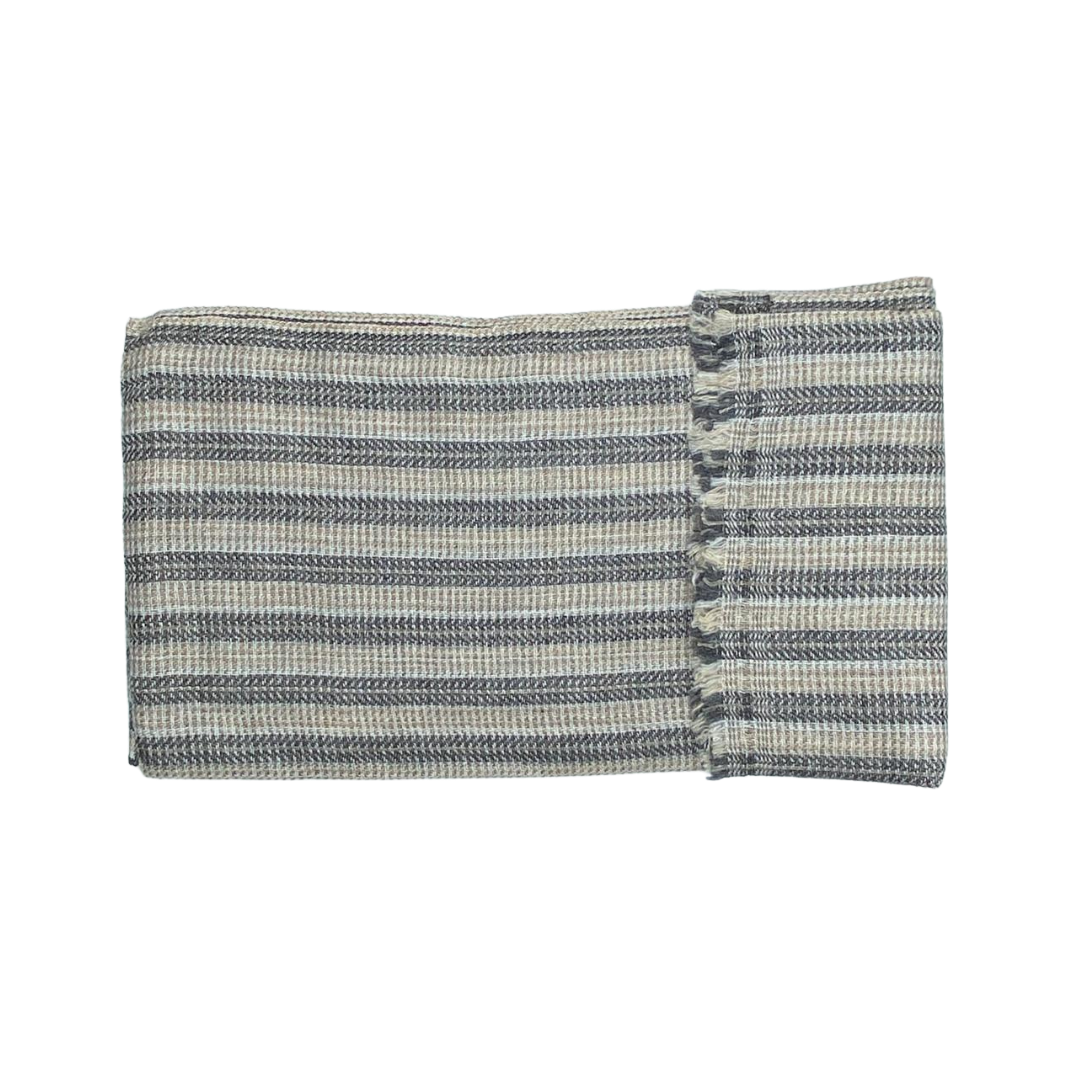 Pure Yak Wool Scarf – Textured Dark Grey Himalayan Wrap