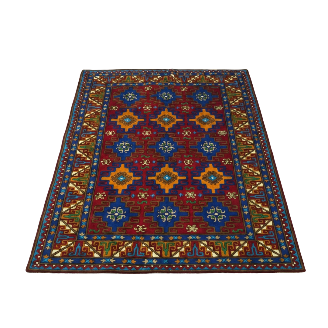 Hand-Made Chainstitch Woollen Rug – Kilim