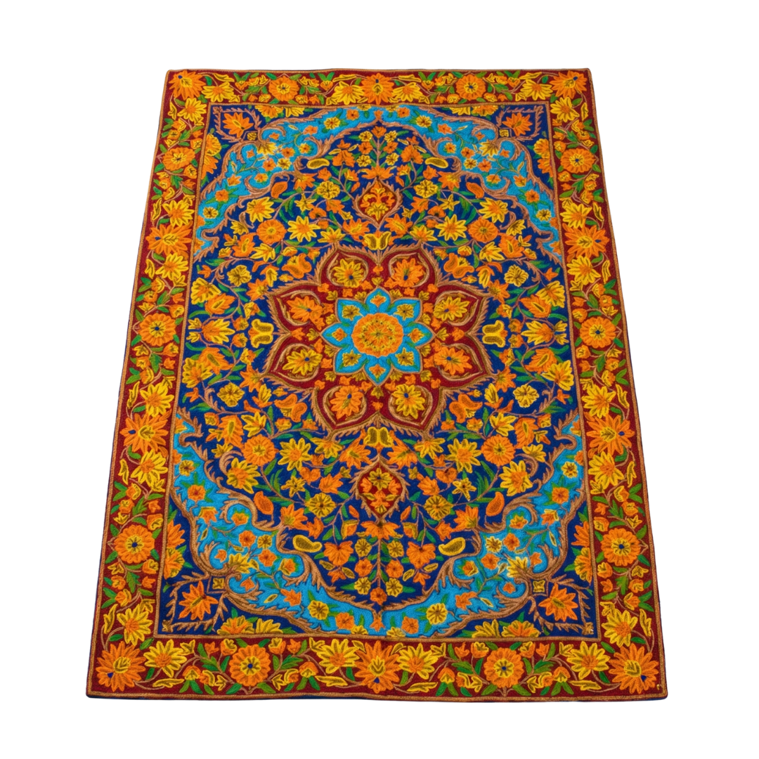 Hand-Made Chainstitch Woollen Rug – Wahid
