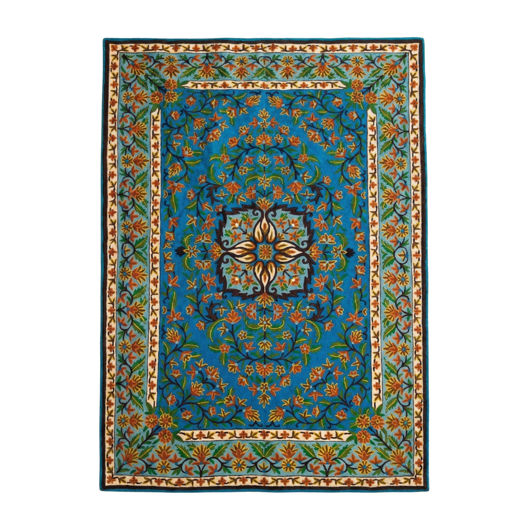 Hand-Made Chainstitch Woollen Rug – Kashaan