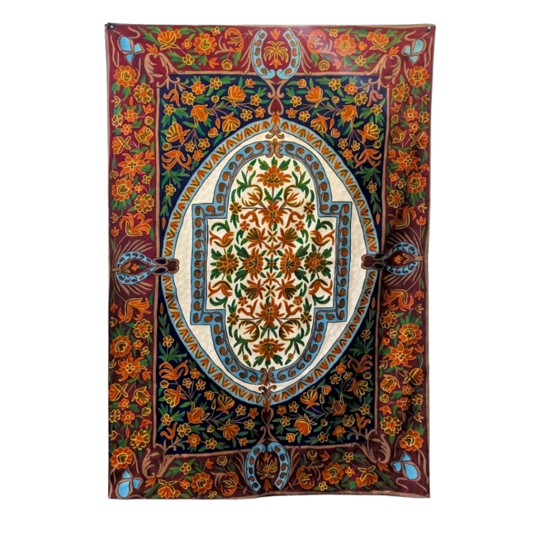 Handmade Kashmiri Chain Stitch Rug – Firdous Garden Design (6x4 ft)