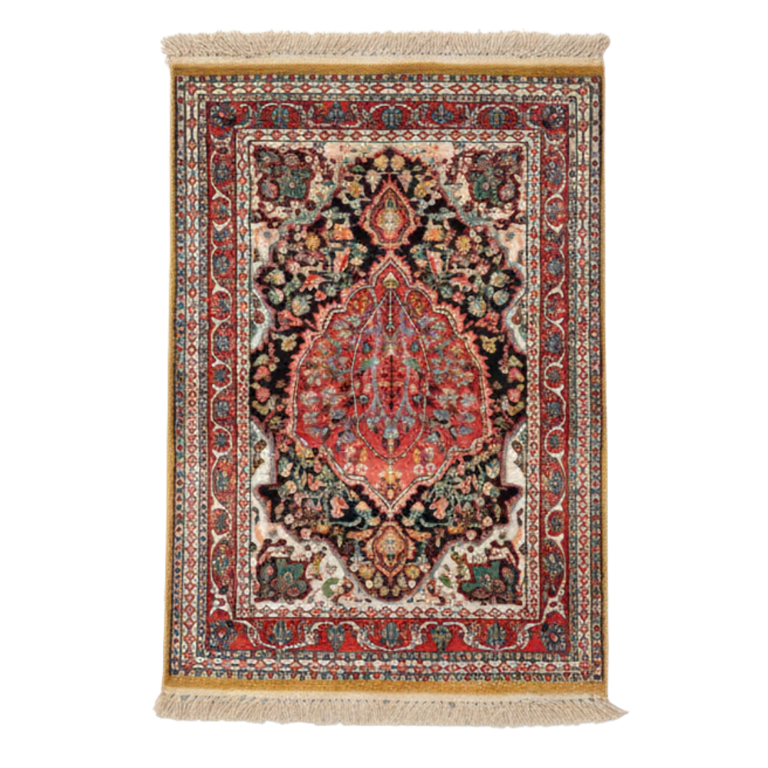 Hand knotted Silk Rug - Kirman Design